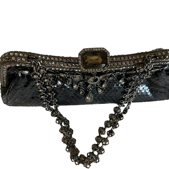 CLARA KASAVINA hand made black snake skin handbag clutch - Picture 5 of 15